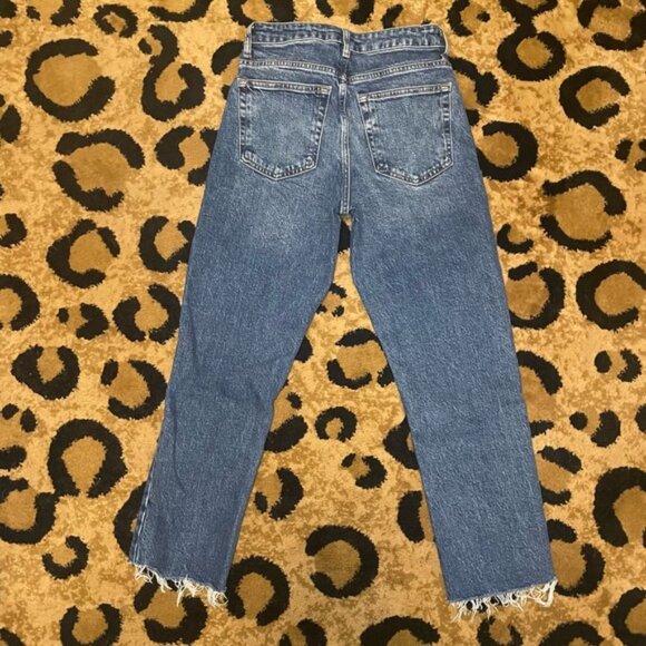 Topshop straight blue jeans womens size 26 waist 24 length cut frayed - Picture 4 of 6